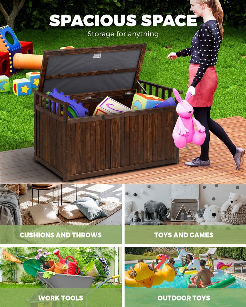 Outdoor Storage Box Garden Bench Wooden 500L Charcoal, Outdoor Storage Box