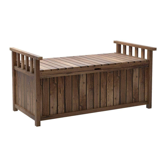 Outdoor Storage Box Wooden Garden Bench Chest Toy Tool