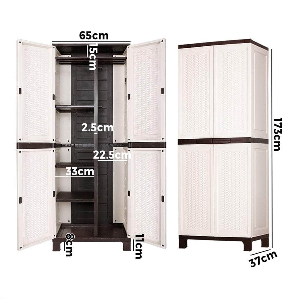 Outdoor Storage Cabinet Box Garage Cupboard Garden Adjustable Lockable