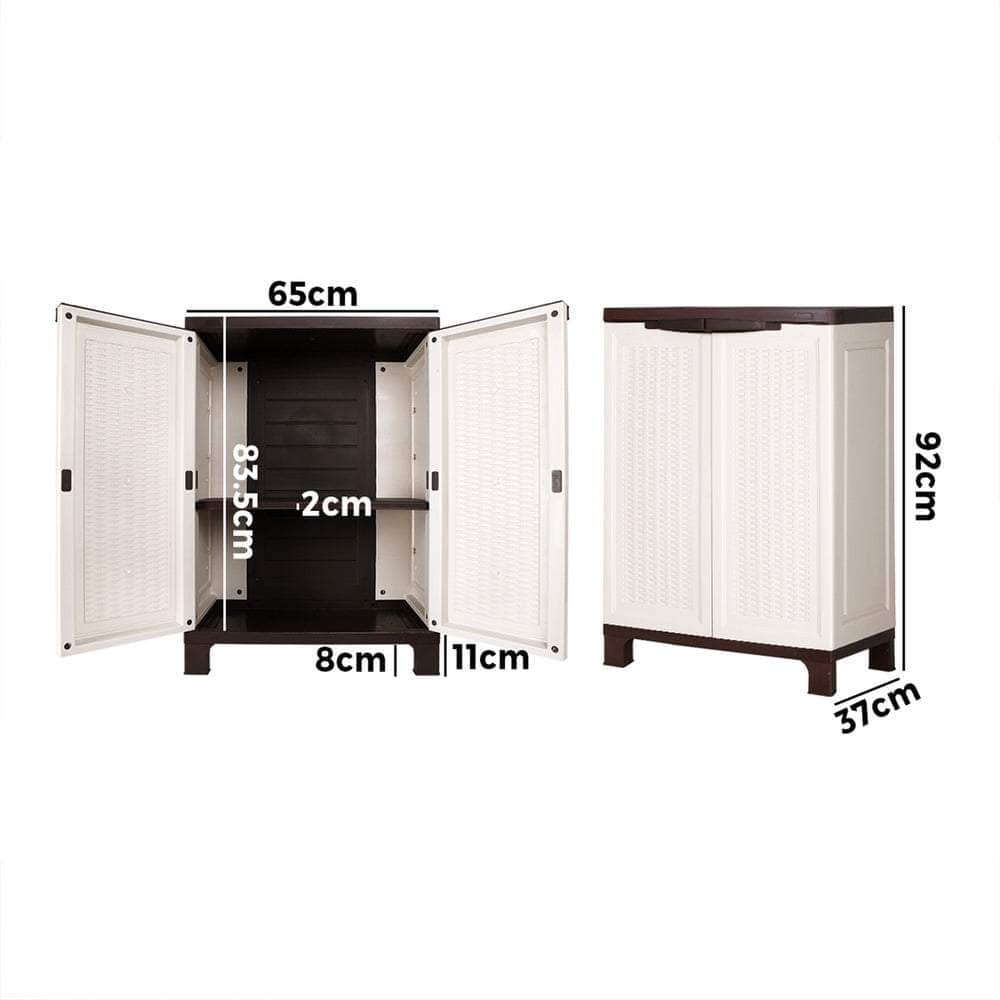 Outdoor Storage Cabinet Box Garage Cupboard Garden Adjustable Lockable