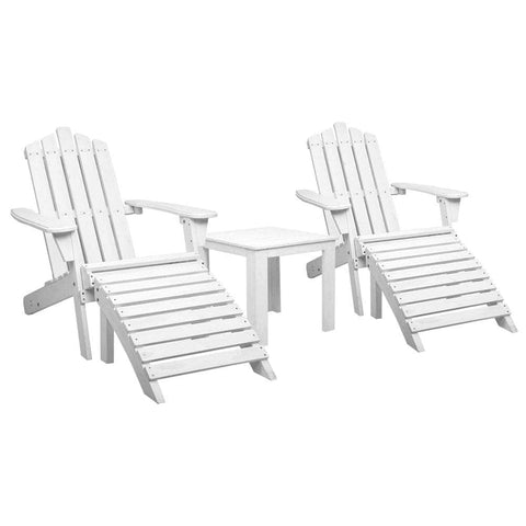 Adirondack Outdoor Table And Chairs Set - White Wood