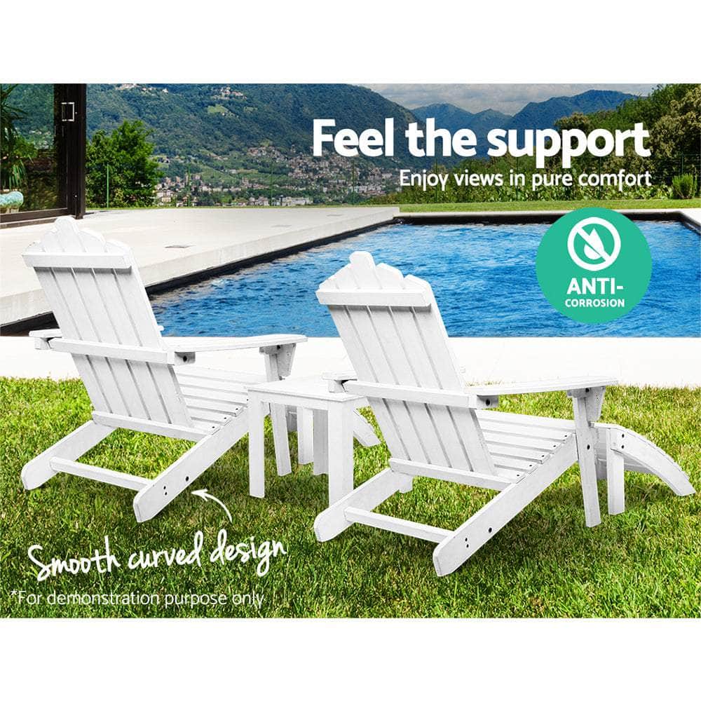 Outdoor Sun Lounge Beach Chairs Table Setting Wooden Adirondack Patio Chair