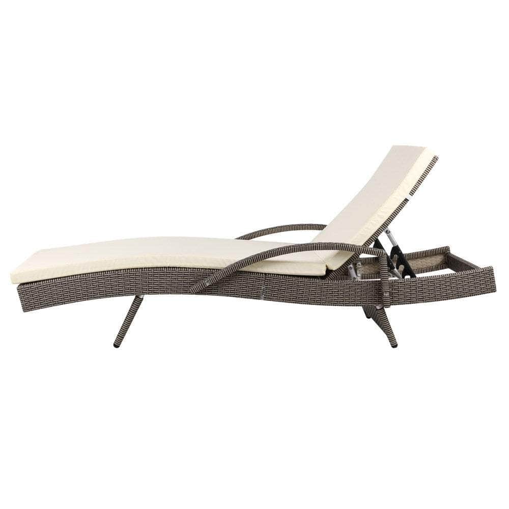 Outdoor Sun Lounge Chair with Cushion- Grey