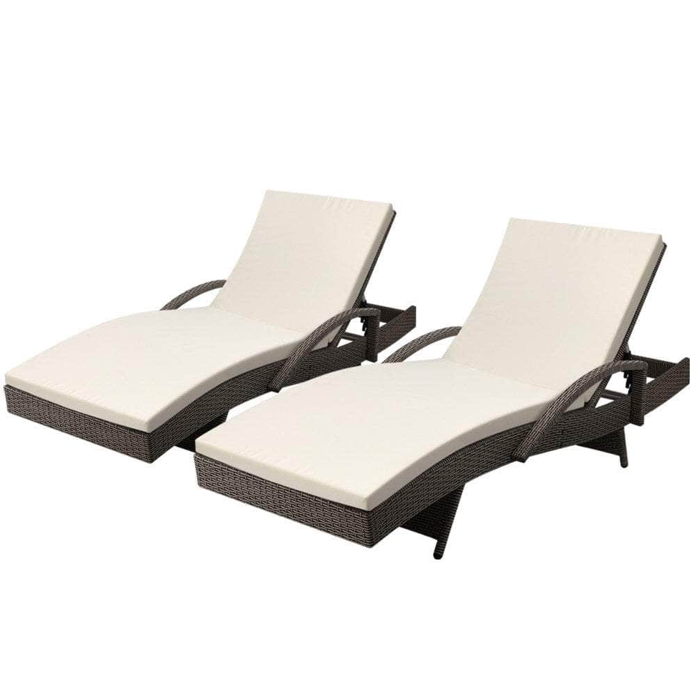 Outdoor Sun Lounge Chair with Cushion- Grey