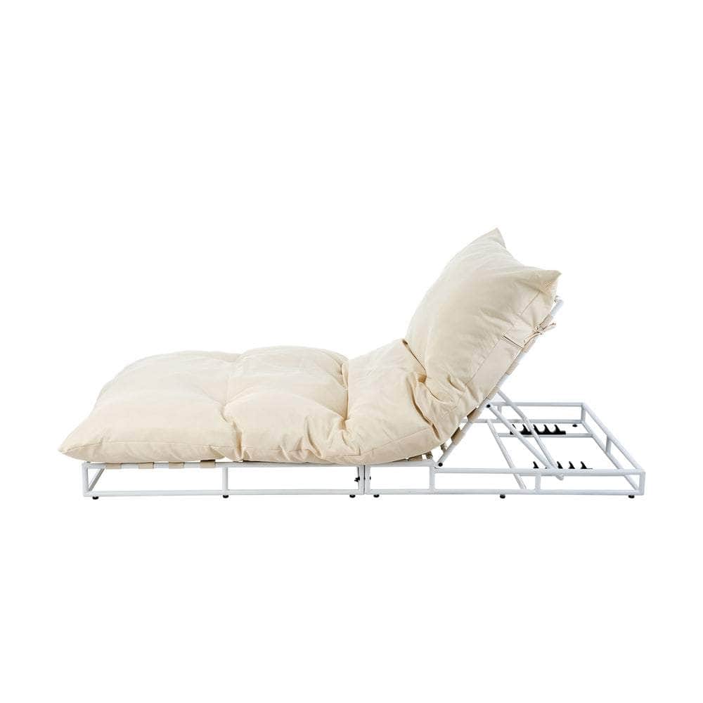 Outdoor Sun Lounge Day Bed Patio Chair Beige