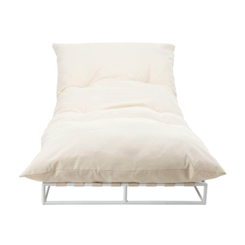 Outdoor Sun Lounge Day Bed Patio Chair Beige