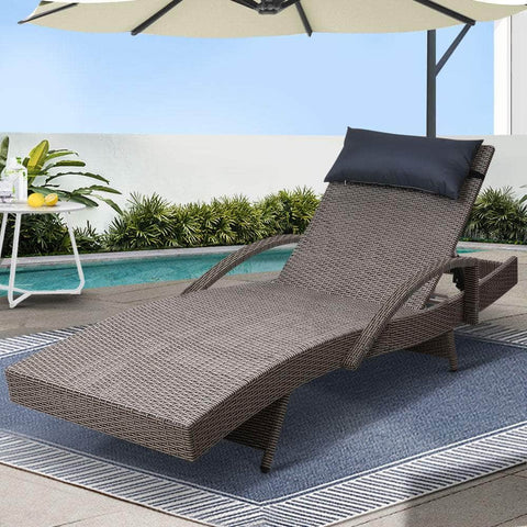 Outdoor Sun Lounge Furniture Day Bed Wicker Pillow Sofa Set