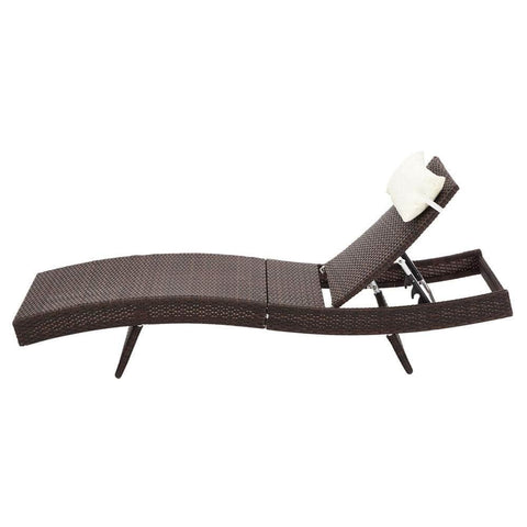 Outdoor Sun Lounge Setting Wicker Lounger Rattan Patio Furniture Brown