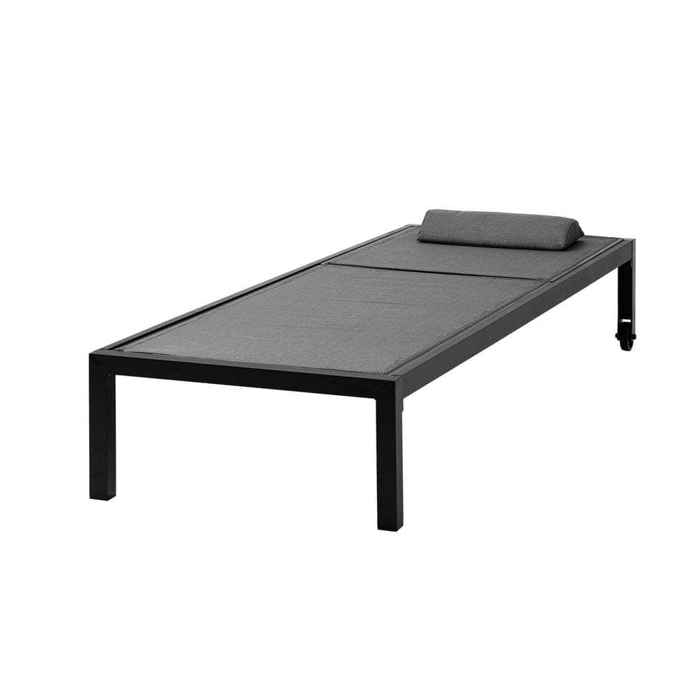 Outdoor Sun Lounge with Aluminium Frame, Wheels & Removable Cushion