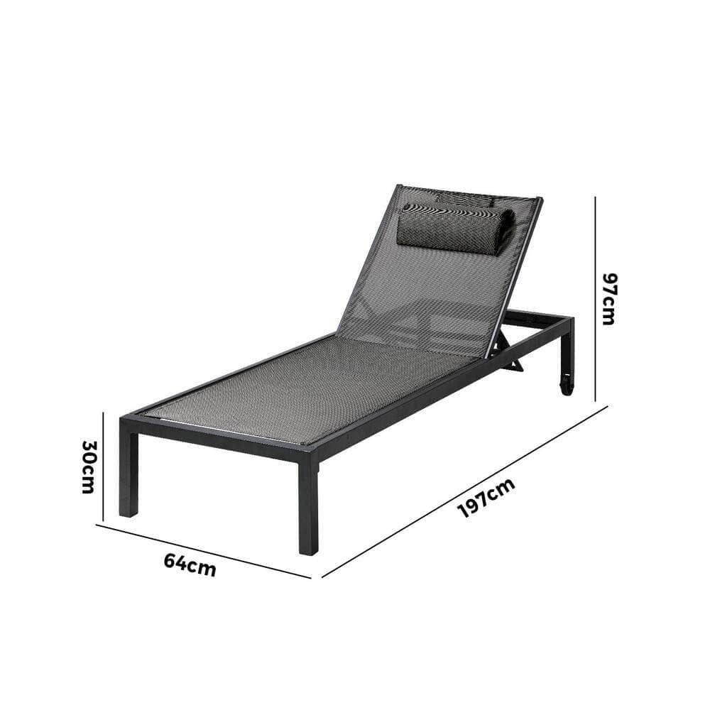 Outdoor Sun Lounge with Aluminium Frame, Wheels & Removable Cushion
