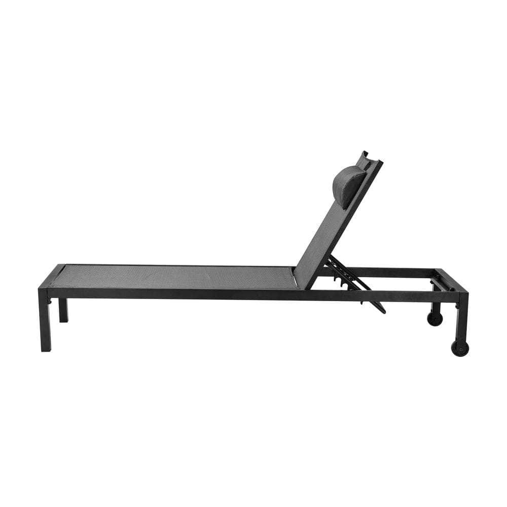 Outdoor Sun Lounge with Aluminium Frame, Wheels & Removable Cushion