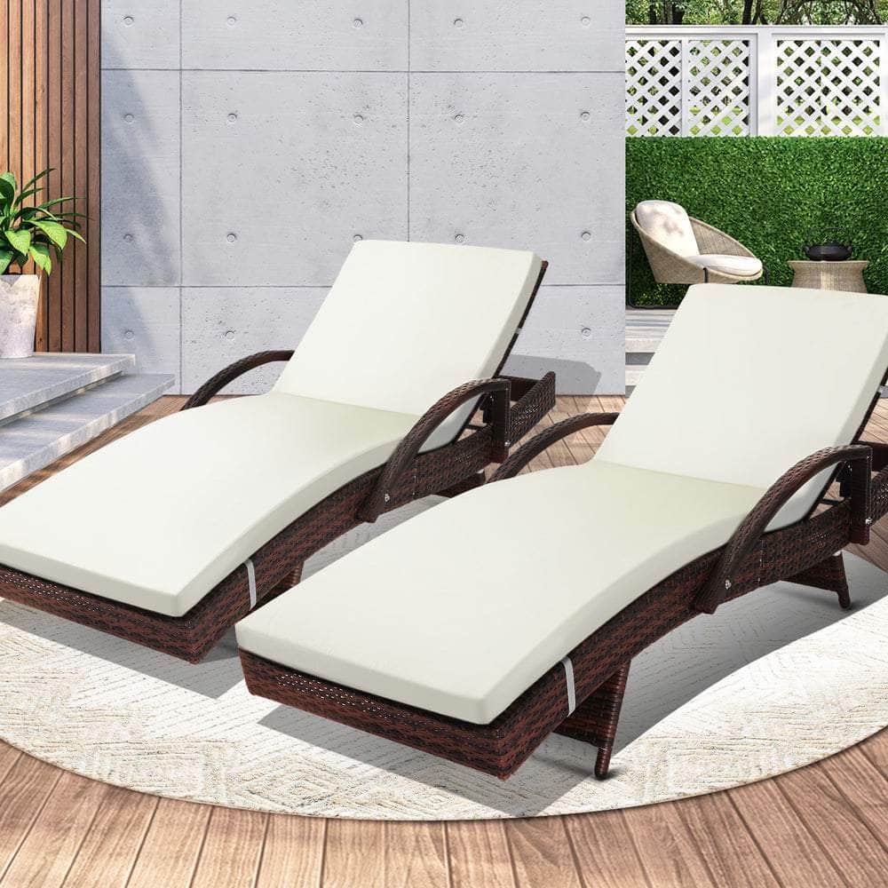Outdoor Sun Lounger Waterproof Adjustable Black.Beige&Brown