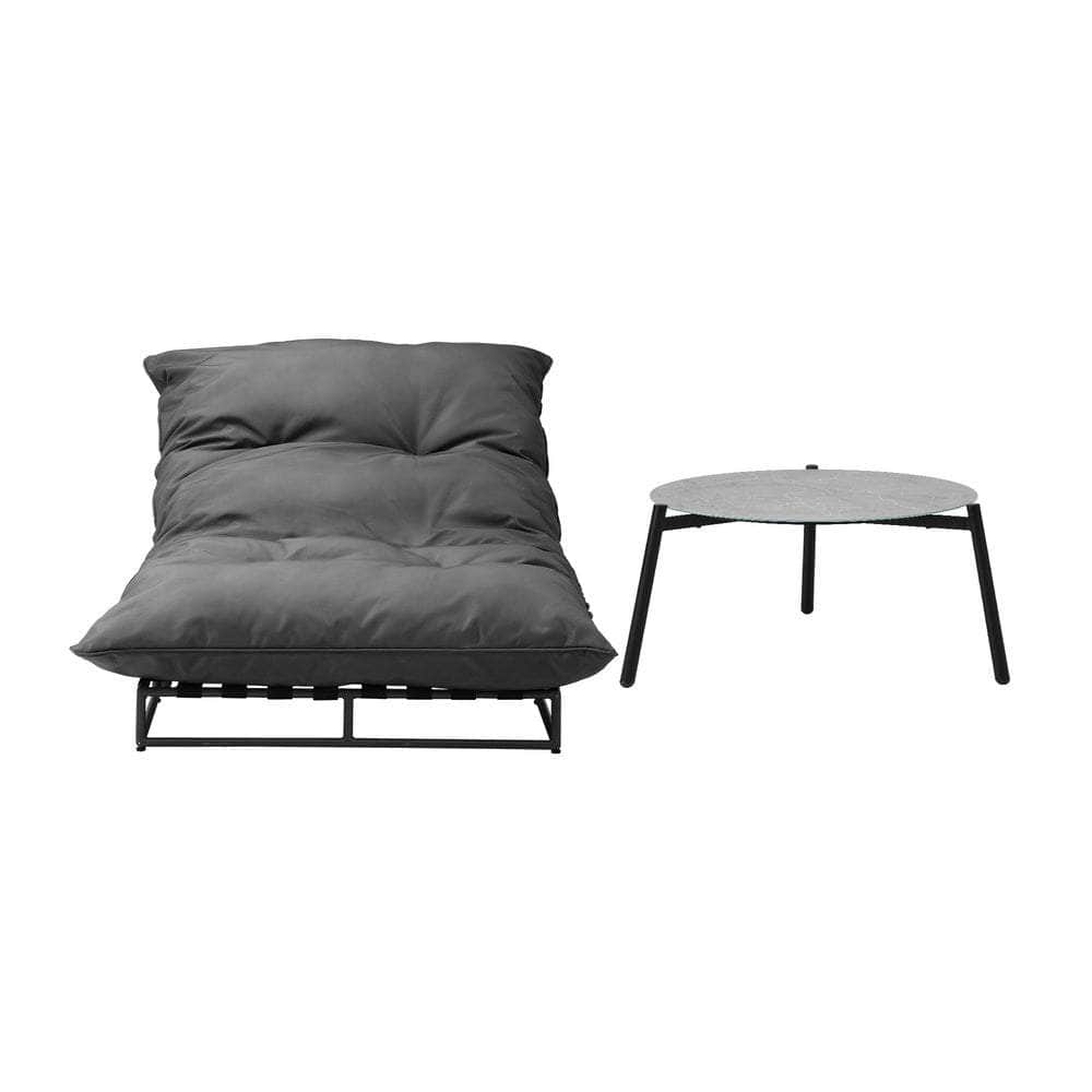 Outdoor Sun Lounger with Table Patio Set Grey