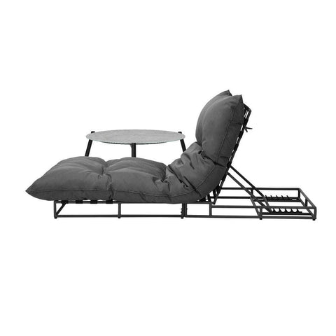 Outdoor Sun Lounger with Table Patio Set Grey