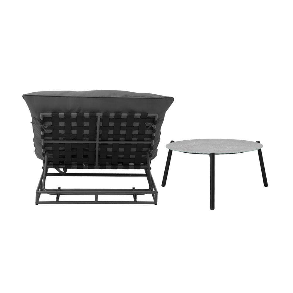 Outdoor Sun Lounger with Table Patio Set Grey