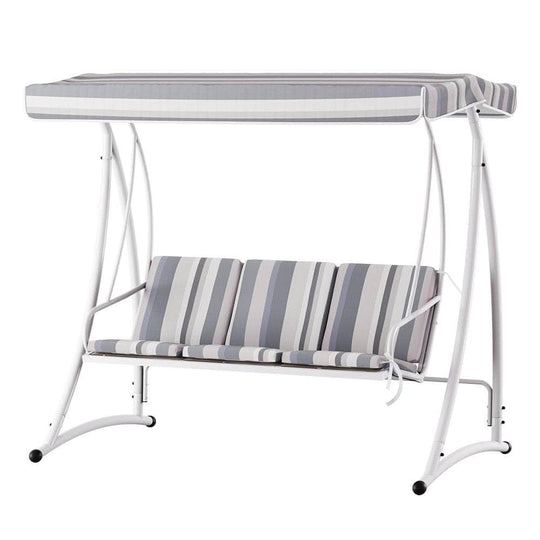 Outdoor Swing Chair 3 Seater White Grey