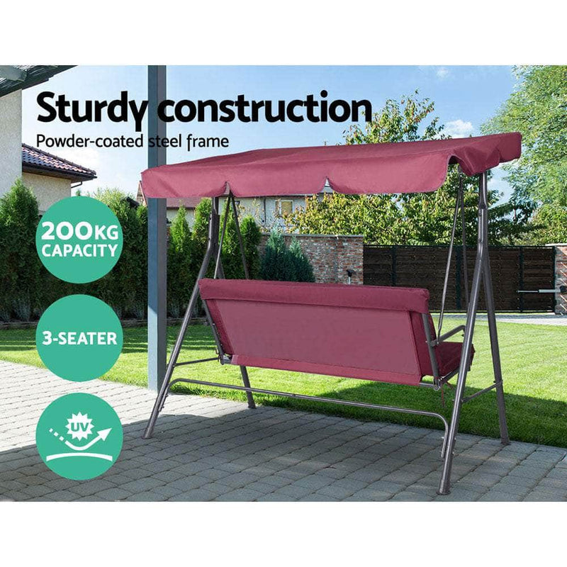 Outdoor Swing Chair Hammock 3 Seater Garden Canopy Bench Seat Backyard | Outdoor Chairs - photo 13
