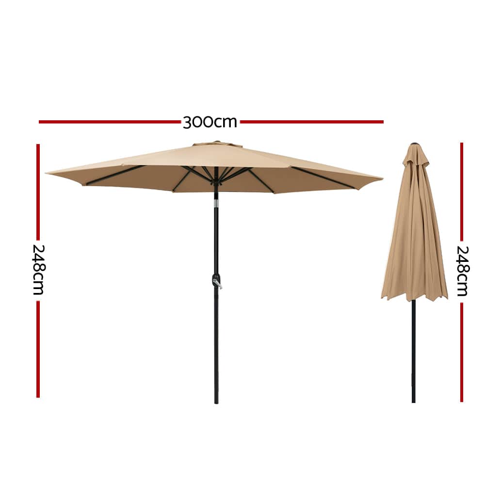 Outdoor Umbrella 3M Umbrellas Beach Garden Tilt Sun Patio Deck Pole Uv
