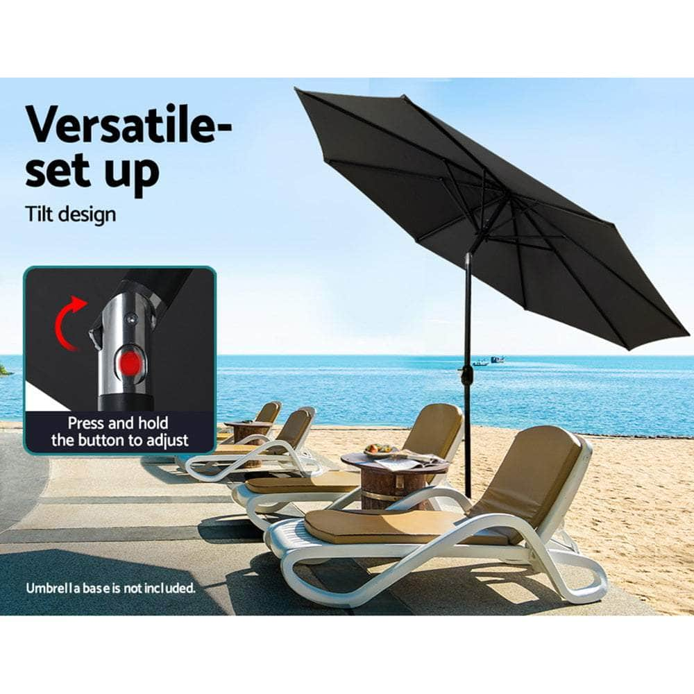 Outdoor Umbrella 3M Umbrellas Garden Beach Tilt Sun Patio Deck Pole Uv