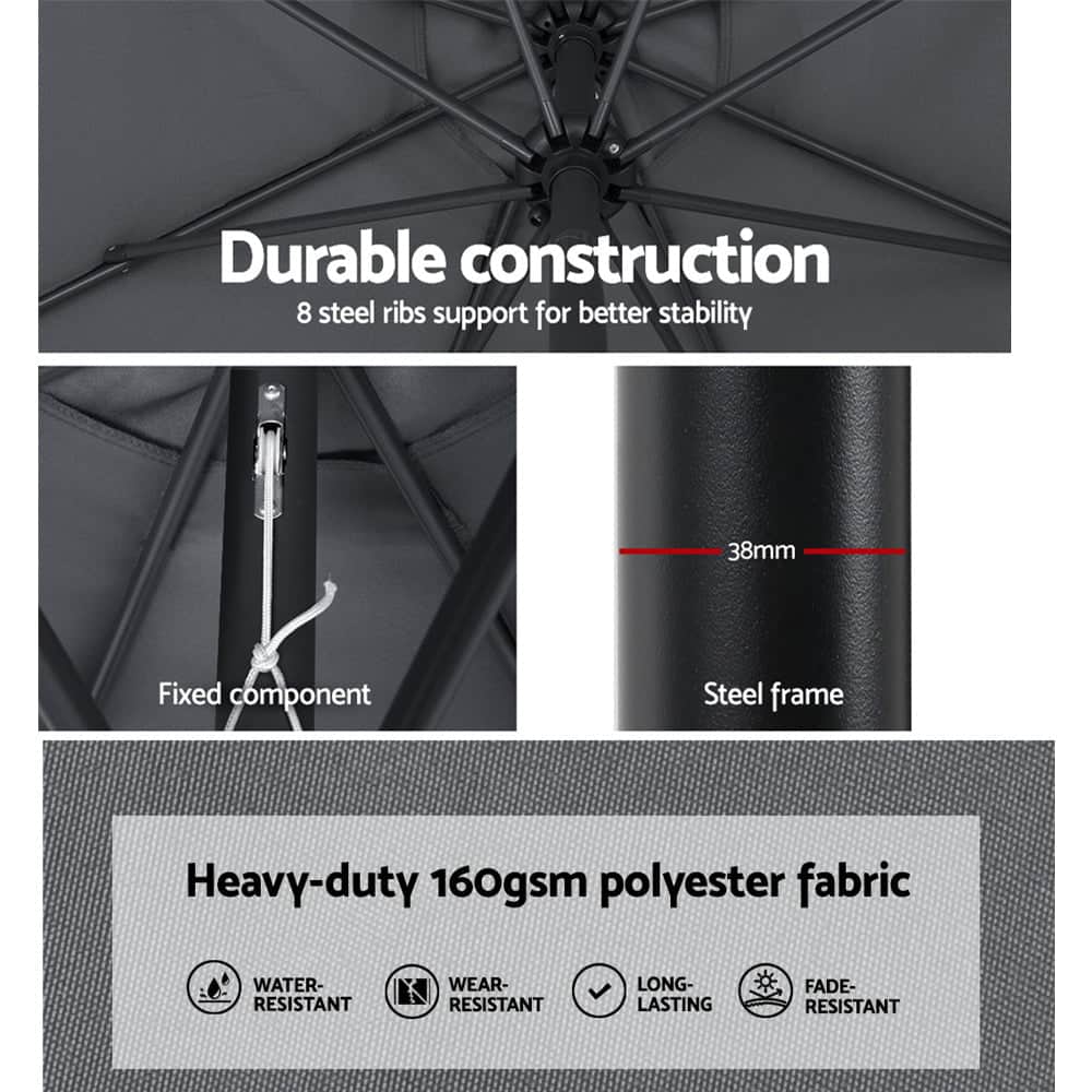 Outdoor Umbrella 3M Umbrellas Garden Beach Tilt Sun Patio Deck Shelter