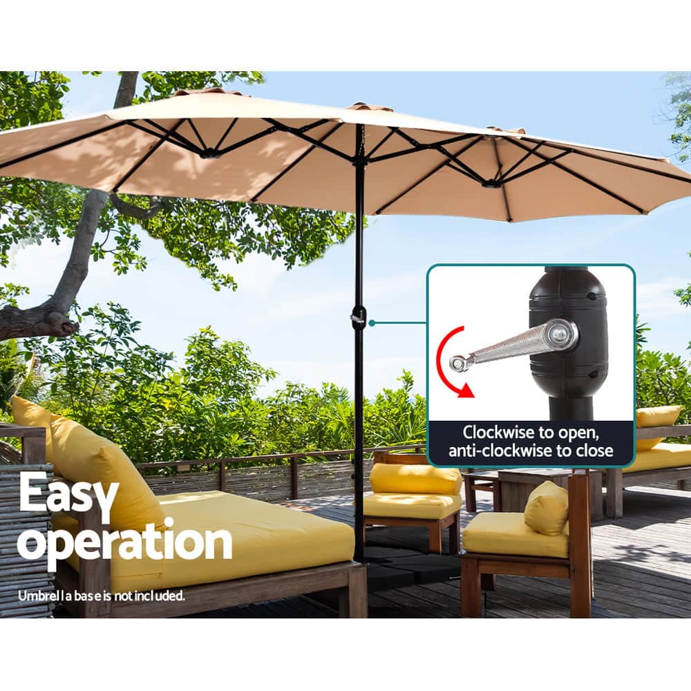 Outdoor Umbrella Twin Umbrella Beach Stand Base Garden Sun Shade 4.57M