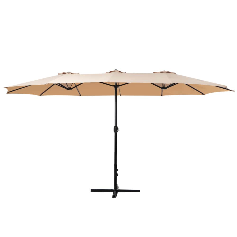 Outdoor Umbrella Twin Umbrella Beach Stand Base Garden Sun Shade 4.57M