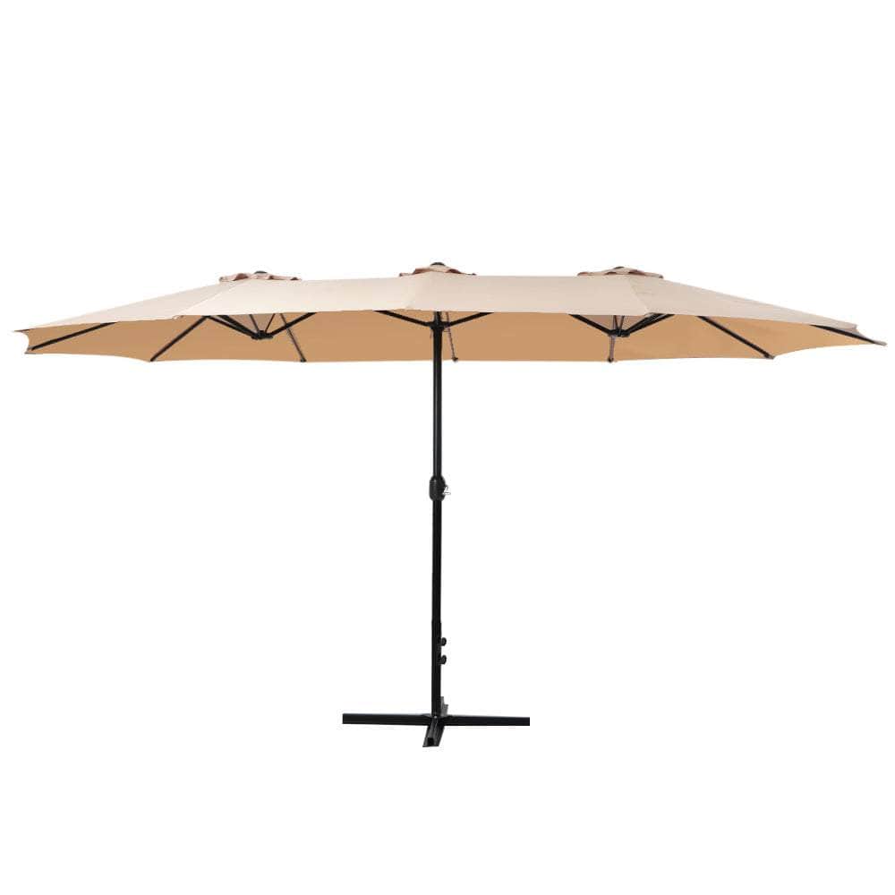 Outdoor Umbrella Twin Umbrella Beach Stand Base Garden Sun Shade 4.57M