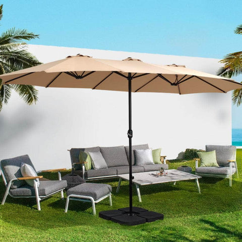 Outdoor Umbrella Twin Umbrella Beach Stand Base Garden Sun Shade 4.57M