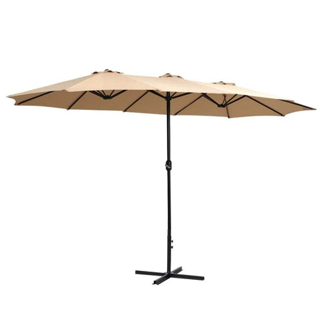 Outdoor Umbrella Twin Umbrella Beach Stand Base Garden Sun Shade 4.57M