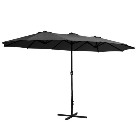 Outdoor Umbrella Twin Umbrellas Beach Garden Stand Base Sun Shade 4.57M