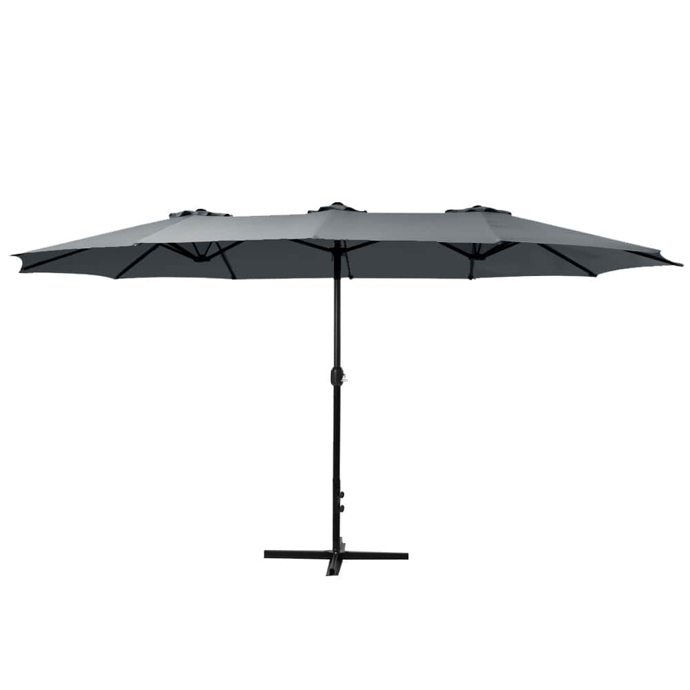 Outdoor Umbrella Twin Umbrellas Beach Stand Garden Base Sun Patio 4.57M