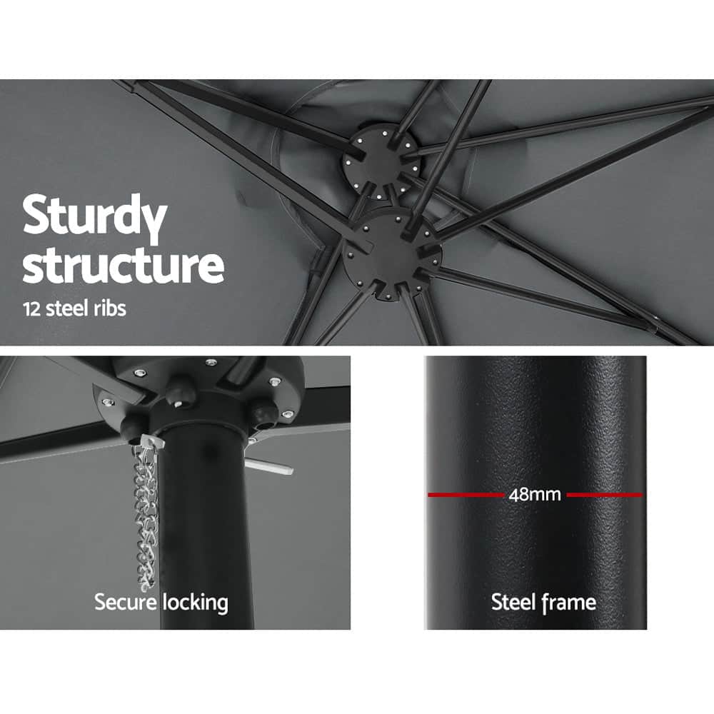 Outdoor Umbrella Twin Umbrellas Beach Stand Garden Base Sun Patio 4.57M