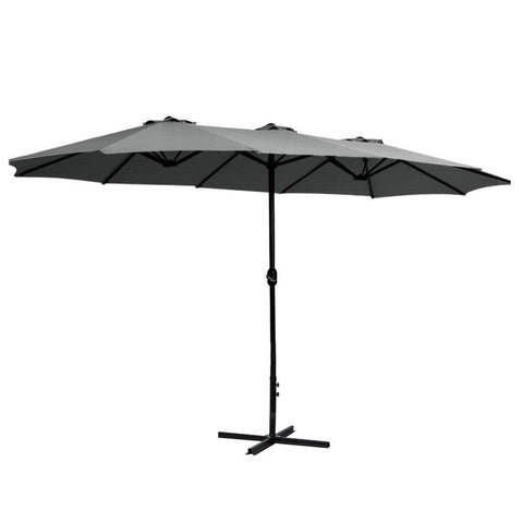 Outdoor Umbrella Twin Umbrellas Beach Stand Garden Base Sun Patio 4.57M