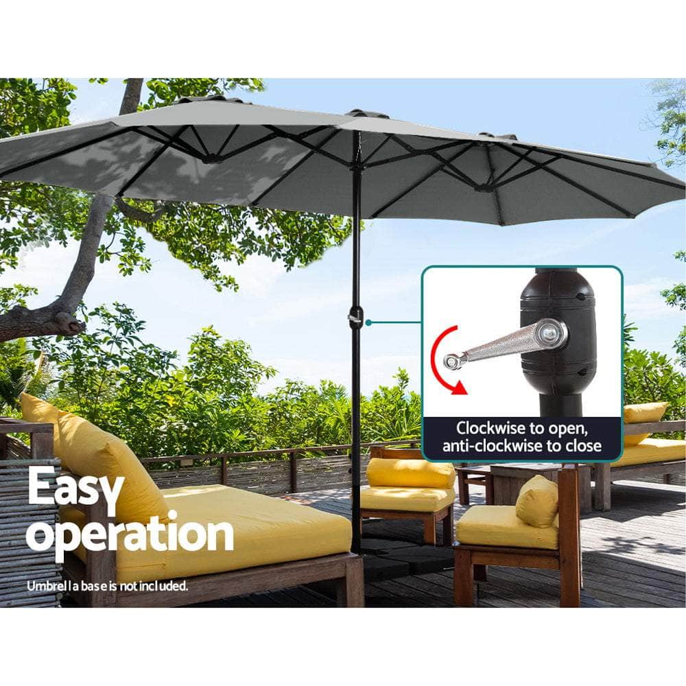 Outdoor Umbrella Twin Umbrellas Beach Stand Garden Base Sun Patio 4.57M