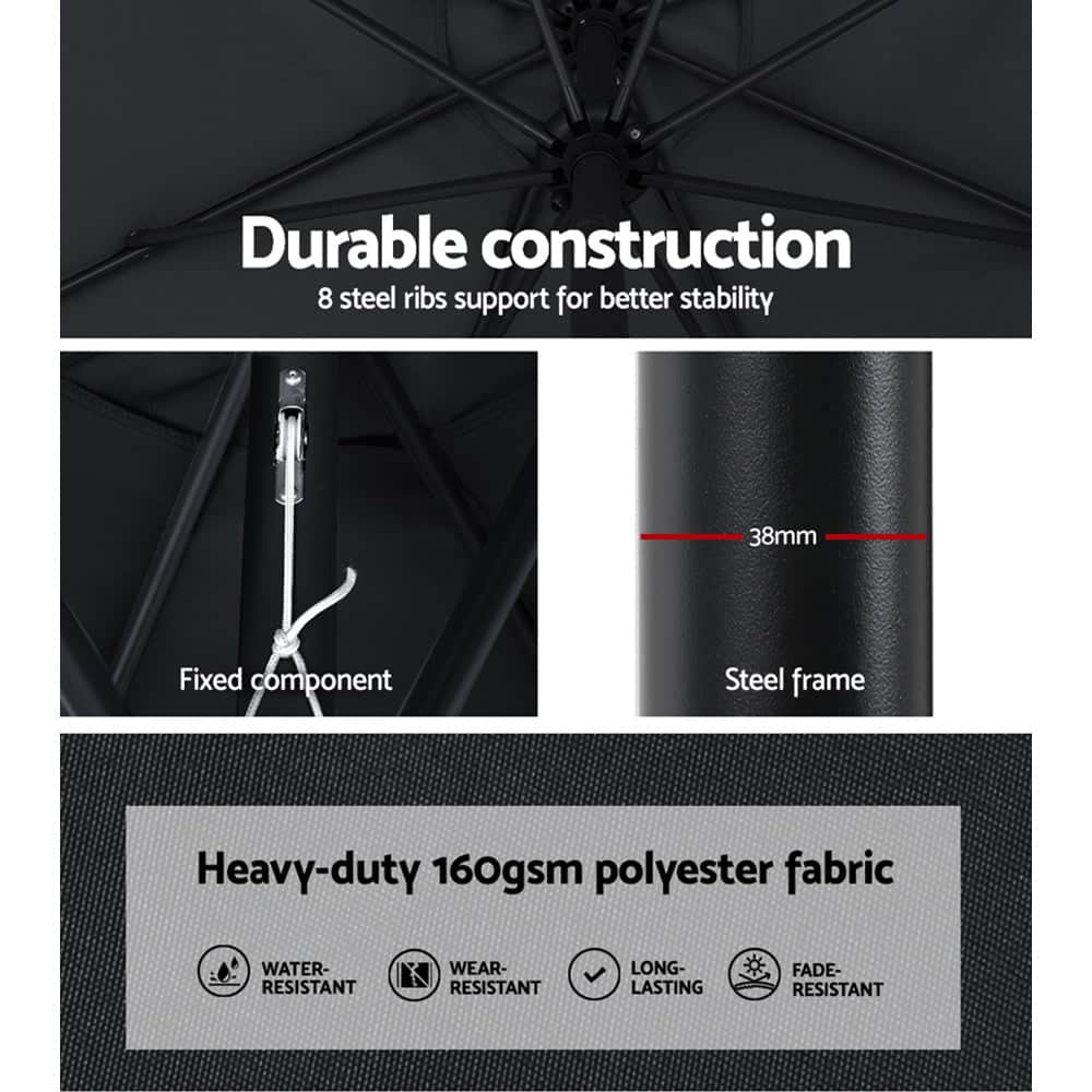 Outdoor Umbrella Umbrellas Beach Garden Tilt Sun Patio Deck Pole 2.7M