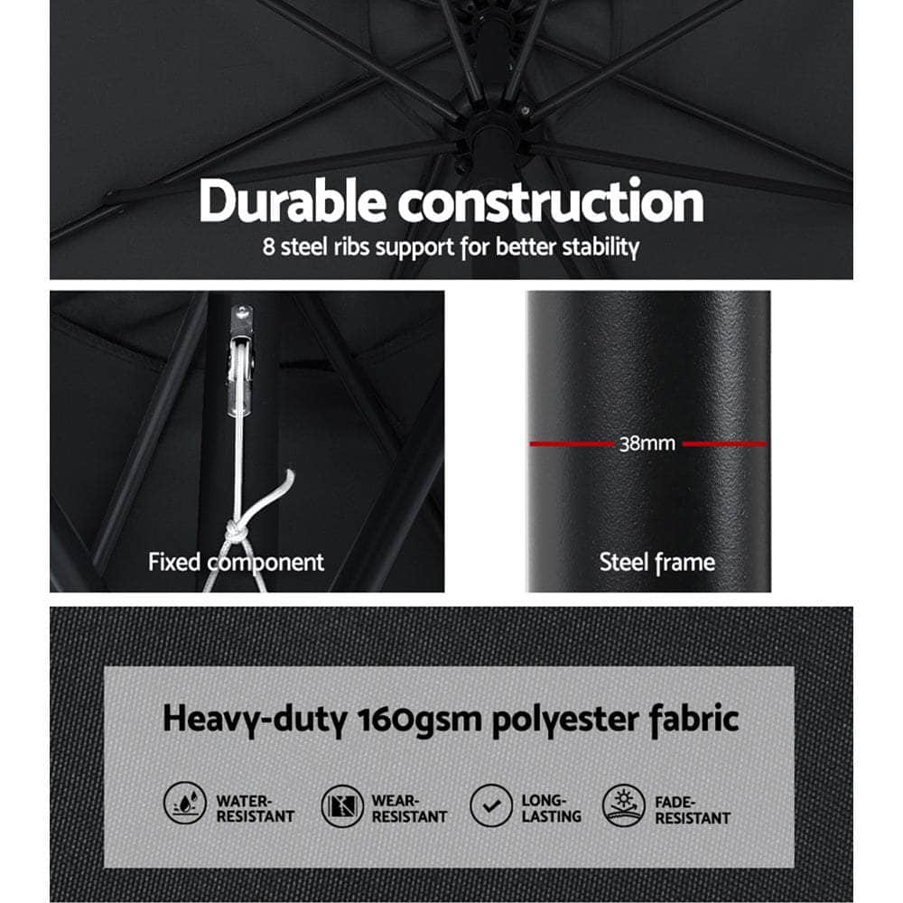 Outdoor Umbrella Umbrellas Beach Garden Tilt Sun Patio Deck Pole 2.7M