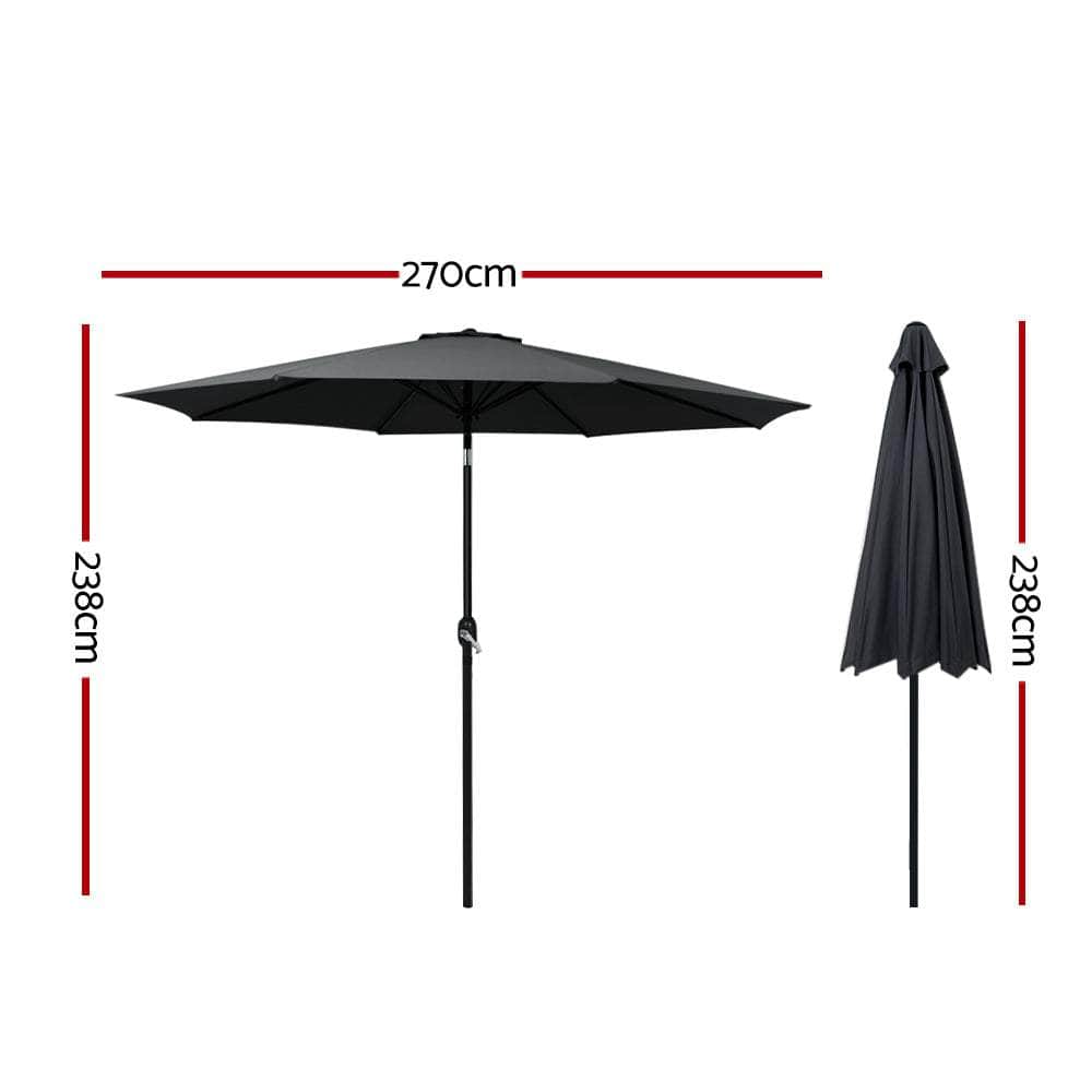 Outdoor Umbrella Umbrellas Beach Garden Tilt Sun Patio Deck Pole 2.7M