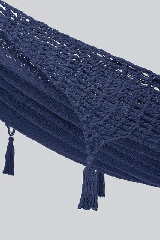 Outdoor Undercover Cotton Hammock With Tassels King Size Blue