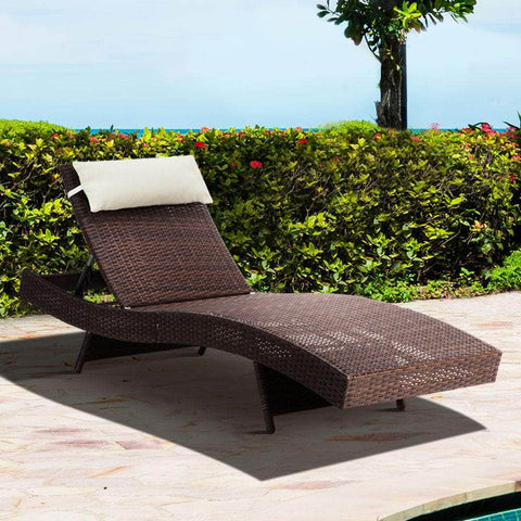 Outdoor Wicker Sun Lounge - Brown