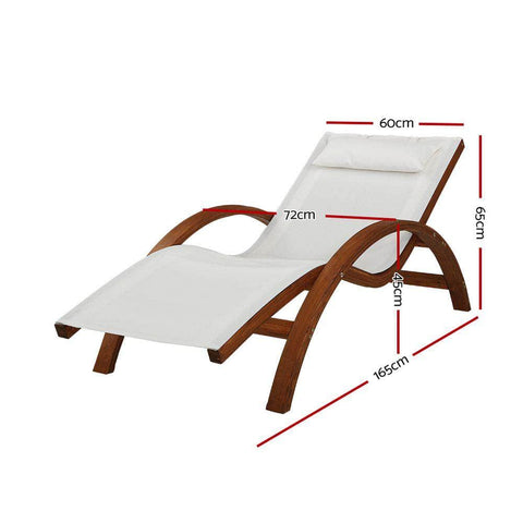 Outdoor Wooden Sun Lounge Setting Day Bed Chair Garden Patio Furniture