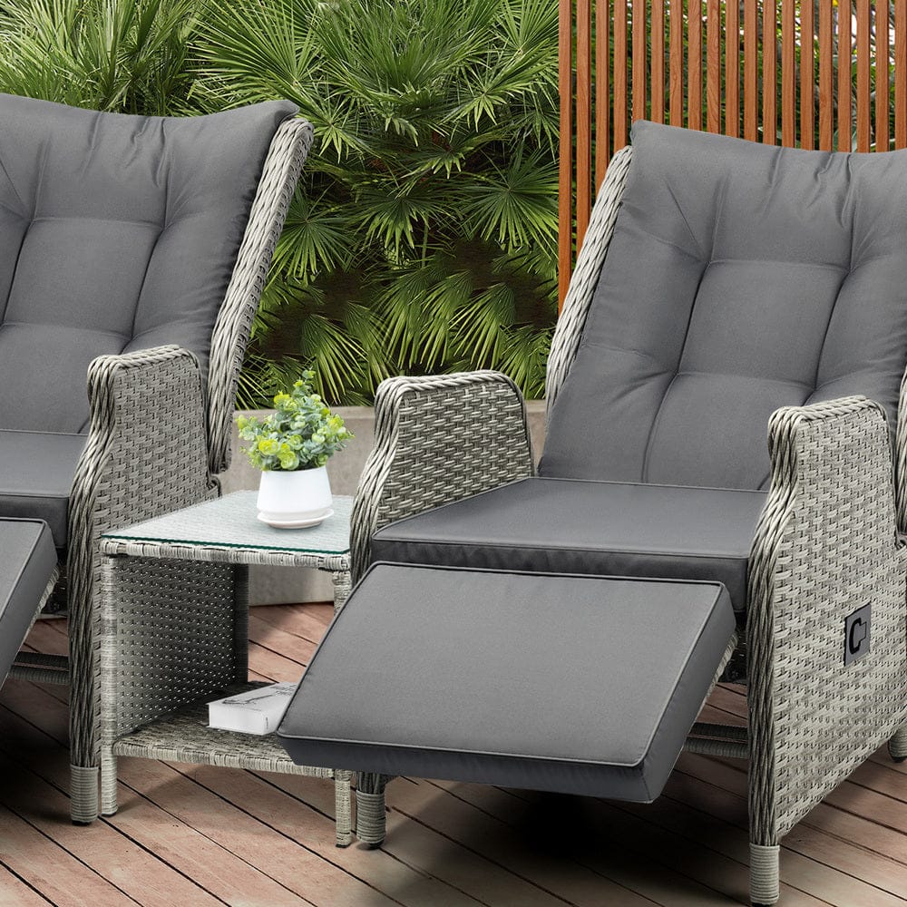 Outoodr Recliner Chair Sun Lounge & Table Set utdoor Furniture Patio Sofa - Outdoor Recliner - photo 14