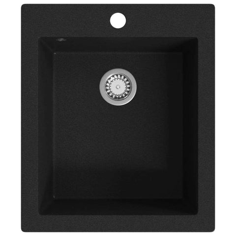 Overmount Kitchen Sink Single Basin Granite Black