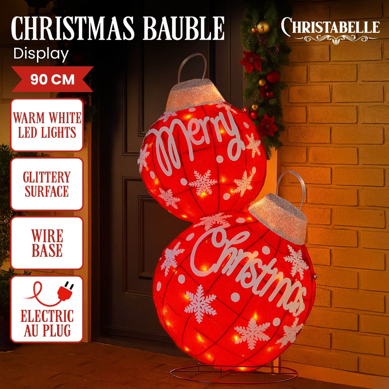 Oversized Christmas Bauble Display Warm White LED Lights Indoor Outdoor Holiday - White colour - photo 9