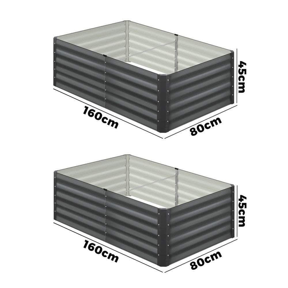 Pack of 4 Heavy-Duty Galvanised Garden Beds – 160x80x45cm