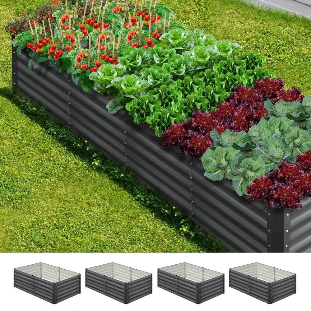 Pack of 4 Heavy-Duty Galvanised Garden Beds – 160x80x45cm
