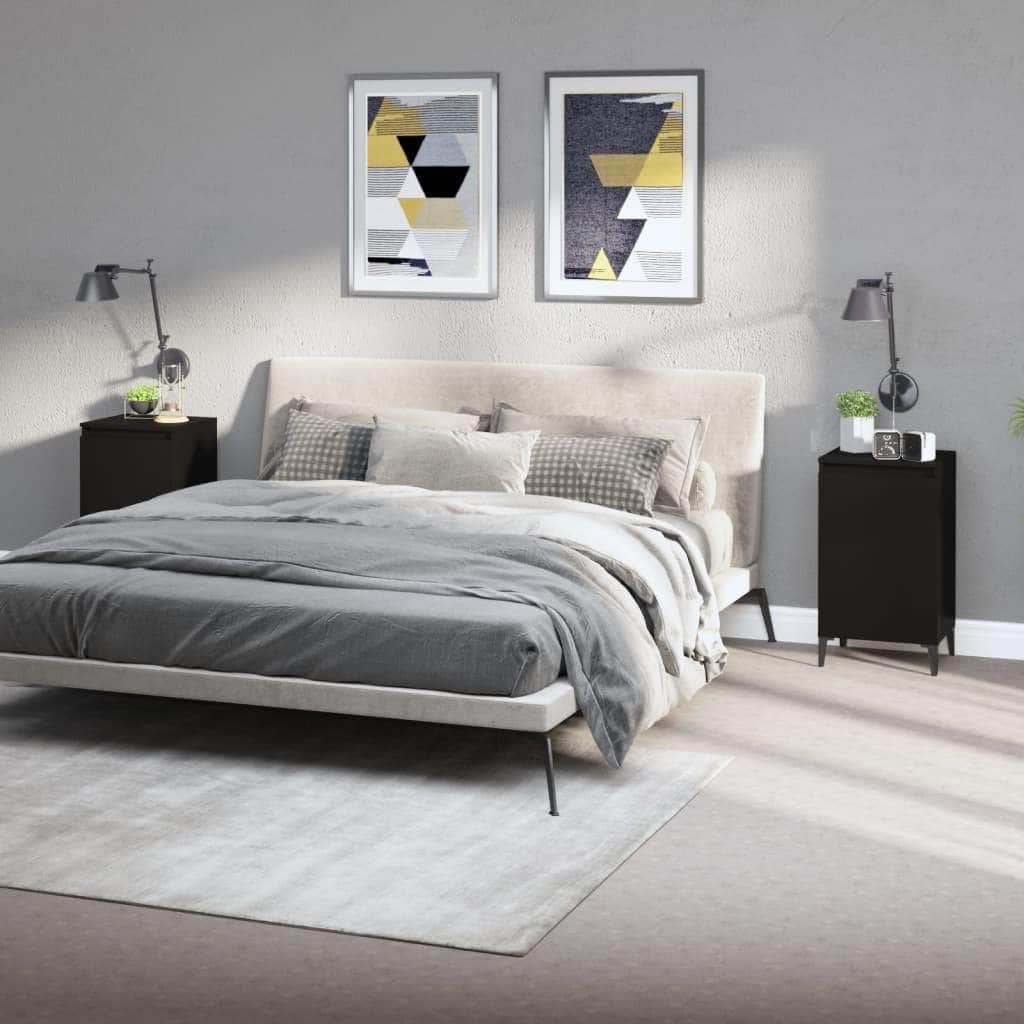 Pair of Tranquil Nights: White Engineered Wood Bedside Cabinets (Set of 2)