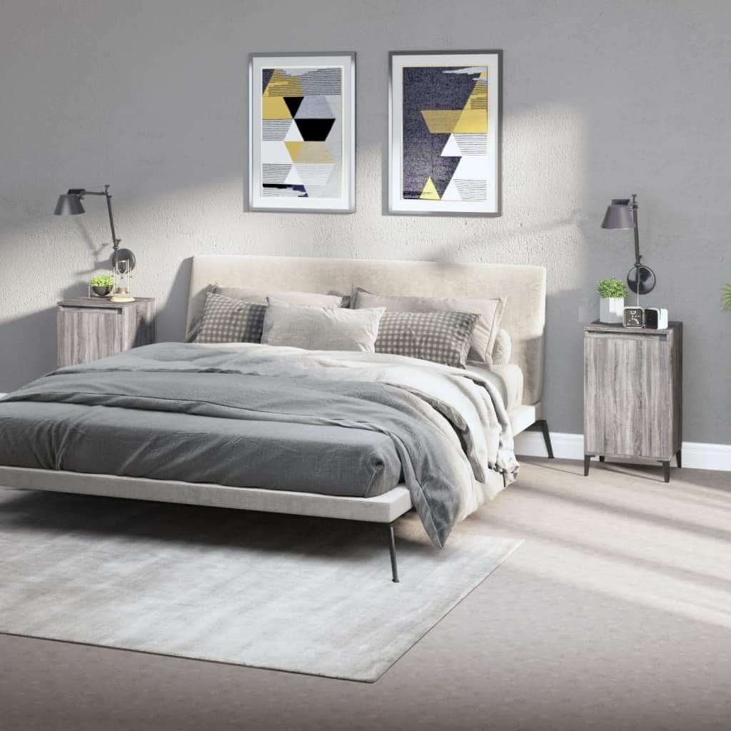 Pair of Tranquil Nights: White Engineered Wood Bedside Cabinets (Set of 2)