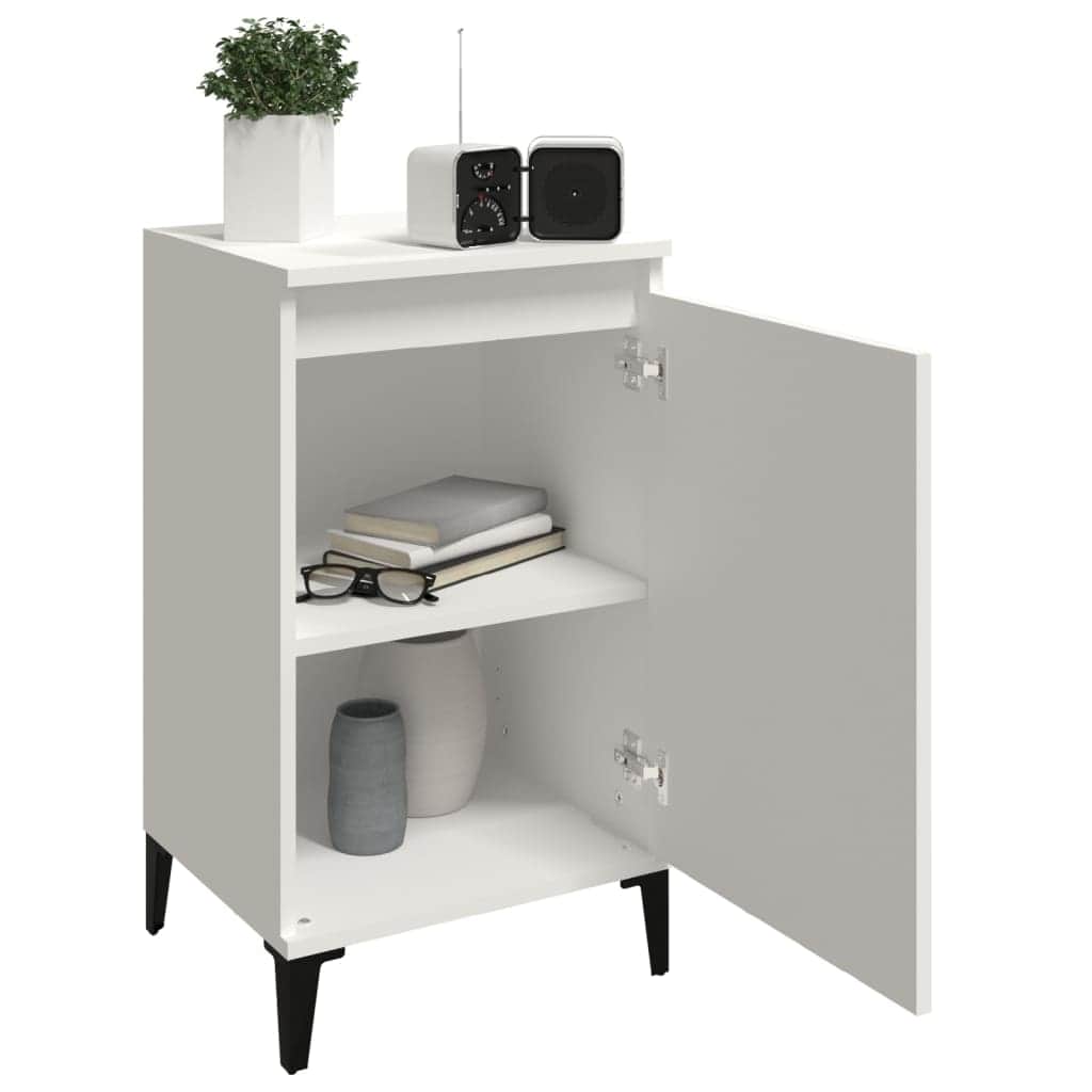 Pair of Tranquil Nights: White Engineered Wood Bedside Cabinets (Set of 2)