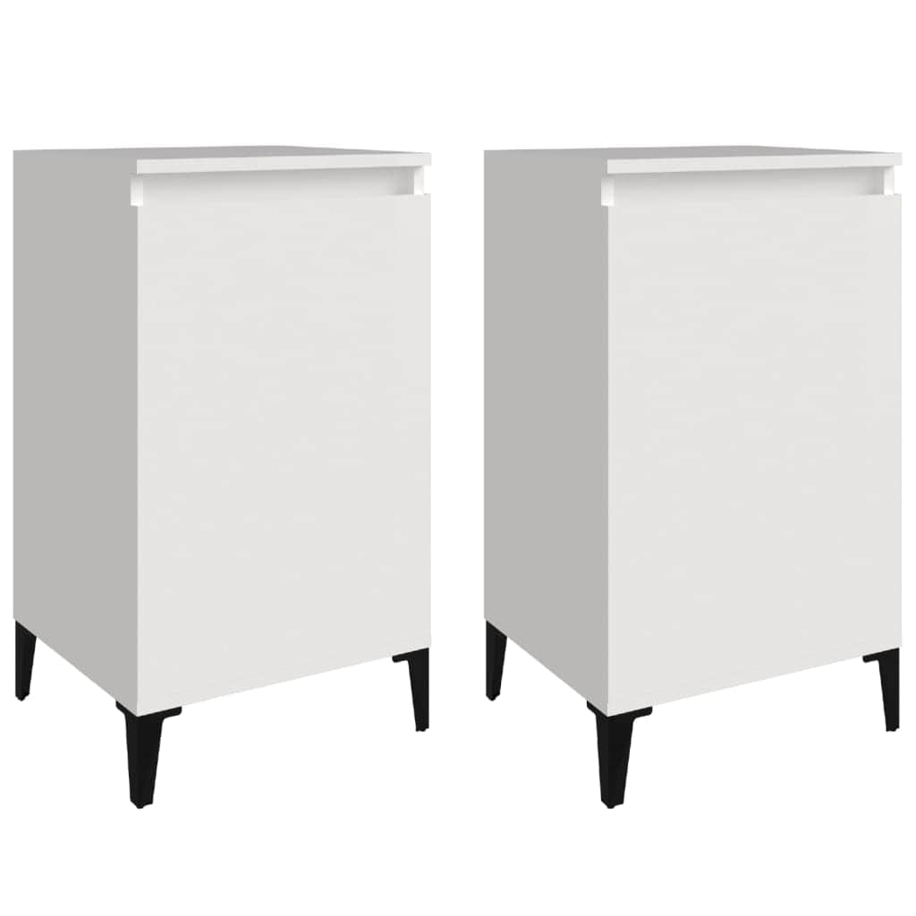 Pair of Tranquil Nights: White Engineered Wood Bedside Cabinets (Set of 2)