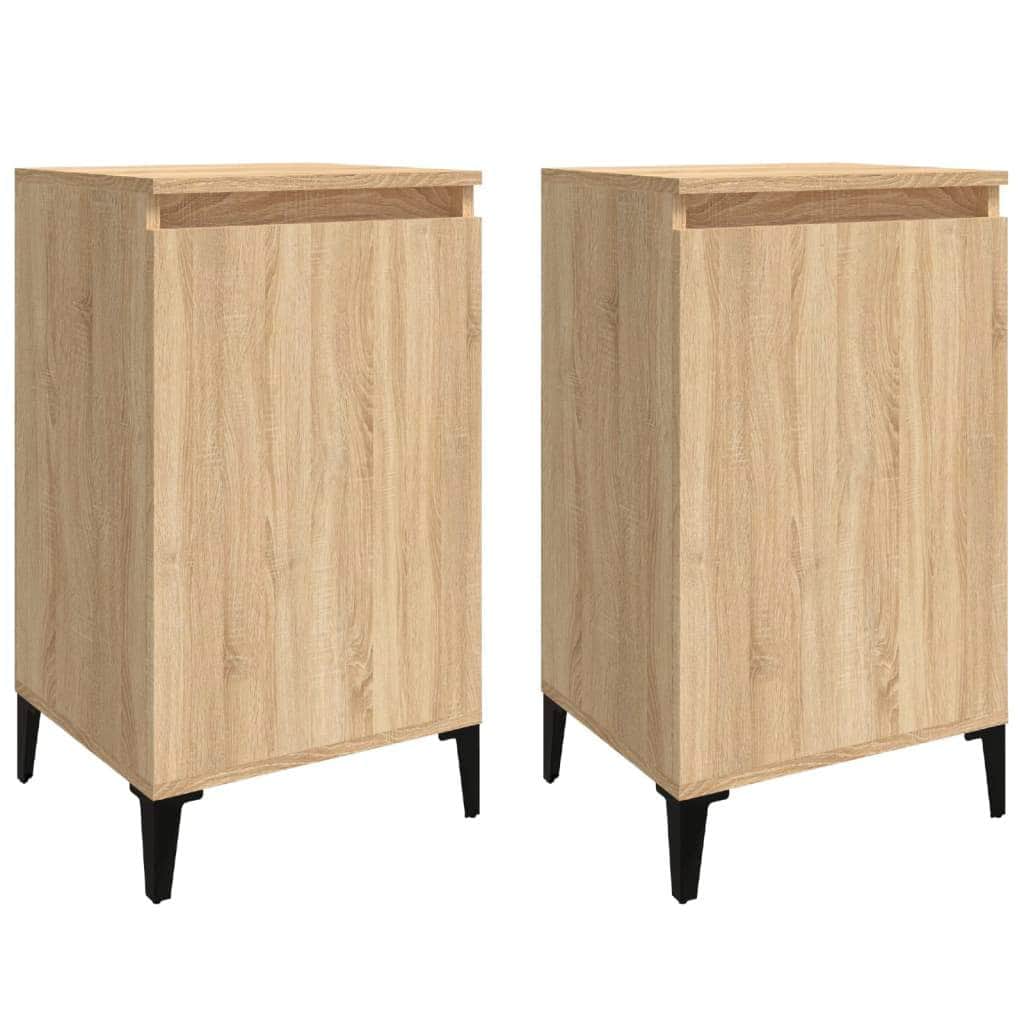 Pair of Tranquil Nights: White Engineered Wood Bedside Cabinets (Set of 2)